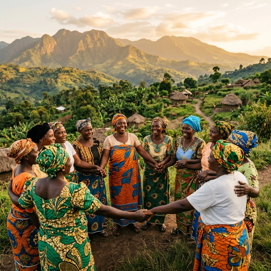 Collage of VISUMO community activities: outreach, disability-inclusive sport, prenatal care, HIV testing, family planning and a safe space for survivors